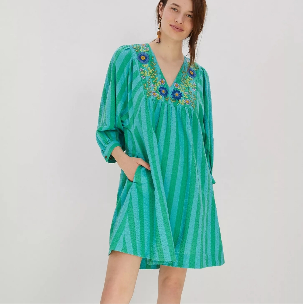 Anthropologie embroidered tunic dress
